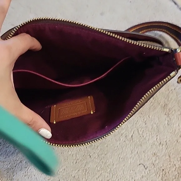 Coach Signature Crossbody with Yellow Stripe - Picture 4 of 5